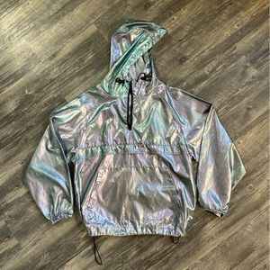 Silence + Noise Holographic Iridescent Hooded Windbreaker (Urban Outfitters)